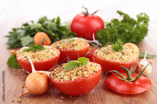 tomato filled with breadcrumbs