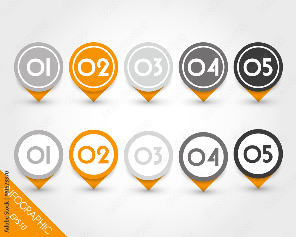 orange set of globe pointers