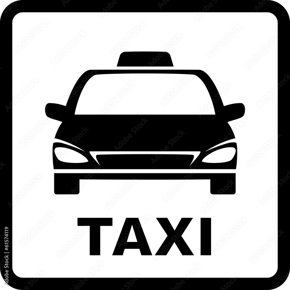 black sign with taxi car