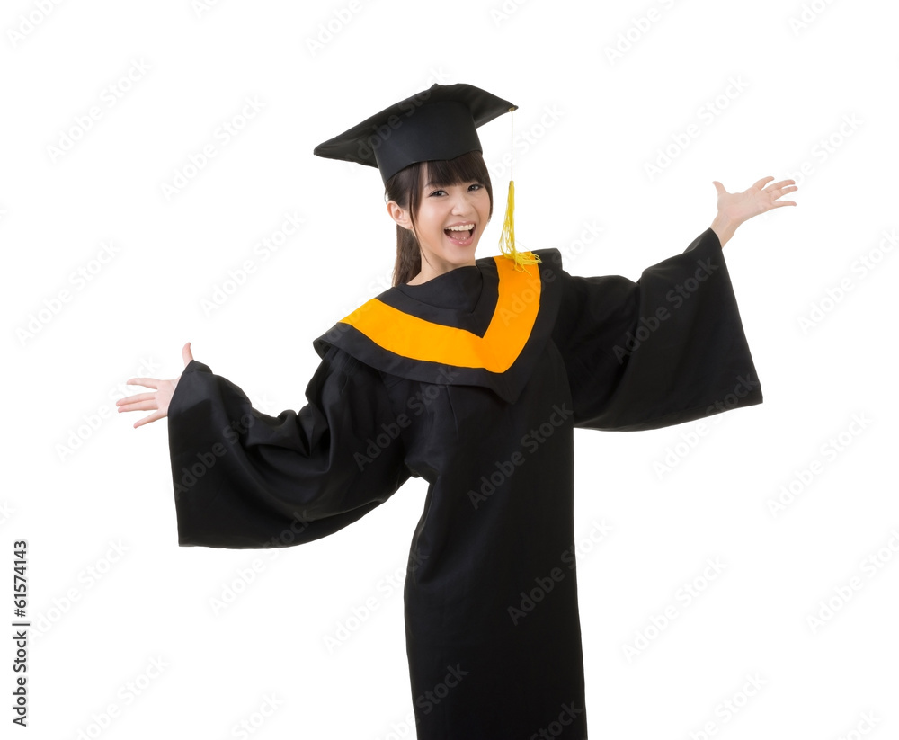 Young asian graduation woman is happy Young asian graduation woman is happy