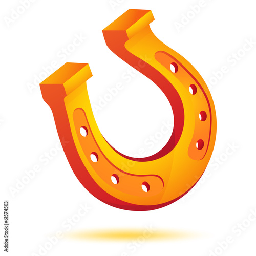 Lucky gold, golden horseshoe icon on white.
