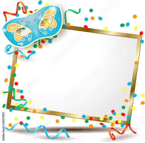 Signboard with carnival mask, horizontal version