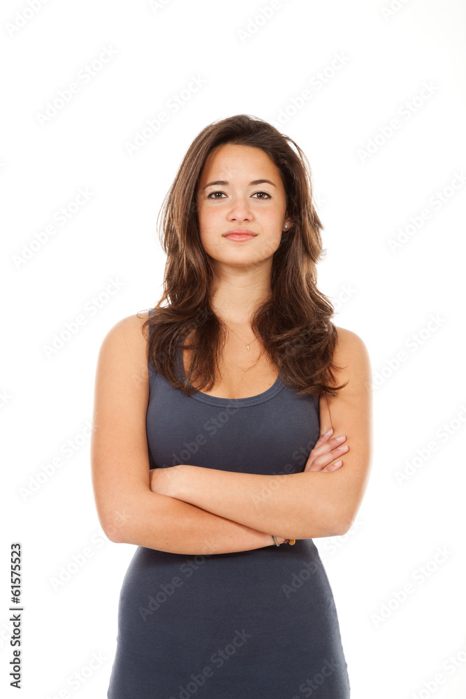 Portrait of brunette, isolated on white background Portrait of brunette, isolated on white background