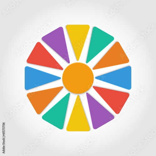paper flower with colorful petals isolated on white background.v
