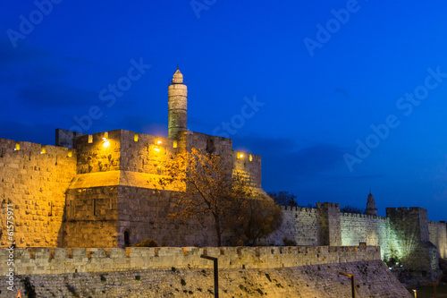 Tower of David in Jerusalem at evening