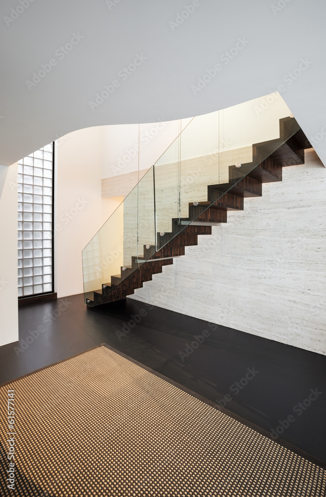 Architecture, beautiful interior of a modern villa, staircase Architecture, beautiful interior of a modern villa, staircase
