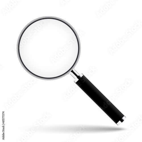 Magnifying glass with transparent glass on isolated background