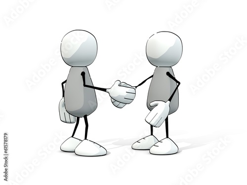 little sketchy men shaking hands
