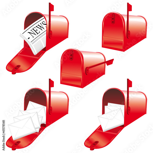 Red american mailboxes set.