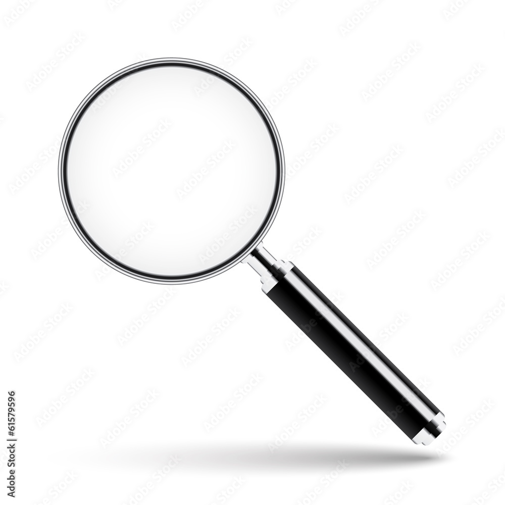 Magnifying glass with transparent glass on isolated background Magnifying glass with transparent glass on isolated background