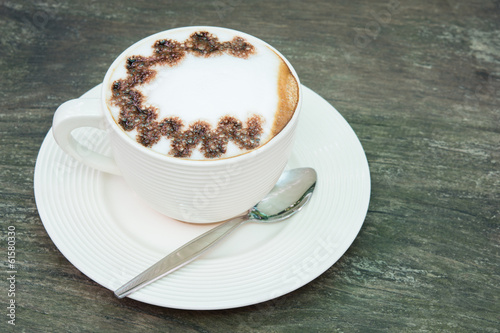 closeup macro white cup foam coffee