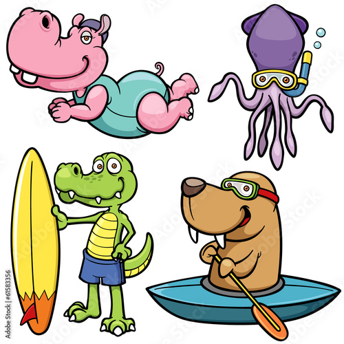 Vector illustration of Cartoon Water sport animal character