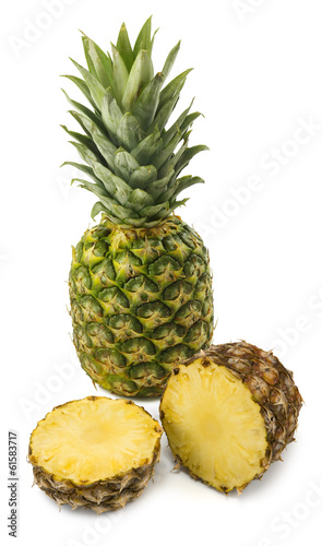 Isolated image of ripe pineapple closeup