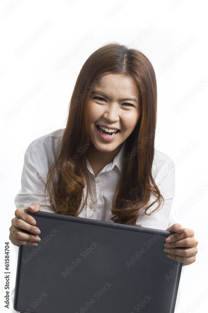 Portrait of Asian woman using Laptop computer Portrait of Asian woman using Laptop computer
