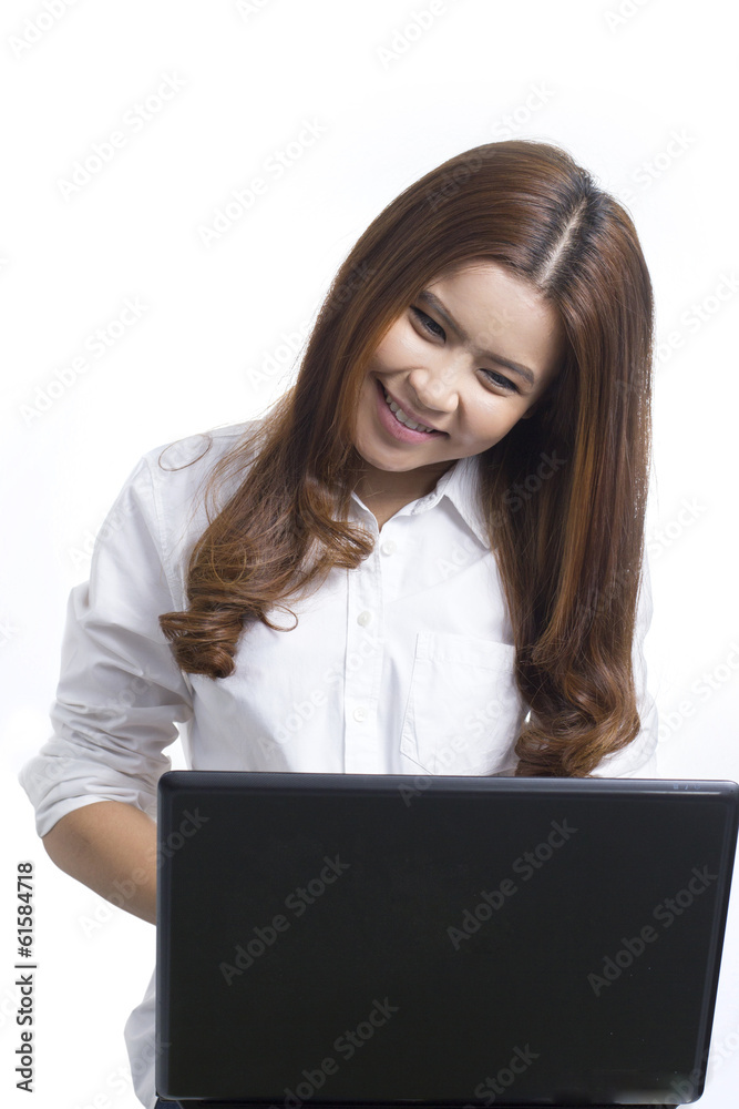 Portrait of Asian woman using Laptop computer Portrait of Asian woman using Laptop computer