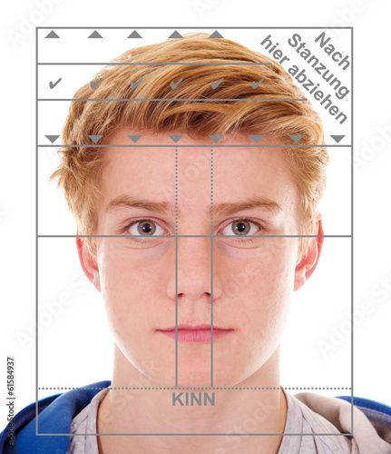 Teenager, biometrisches Passfoto photo