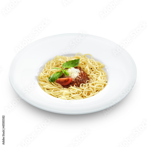 Delicious healthy spaghetti bolognese. Pasta with meat tomato sa