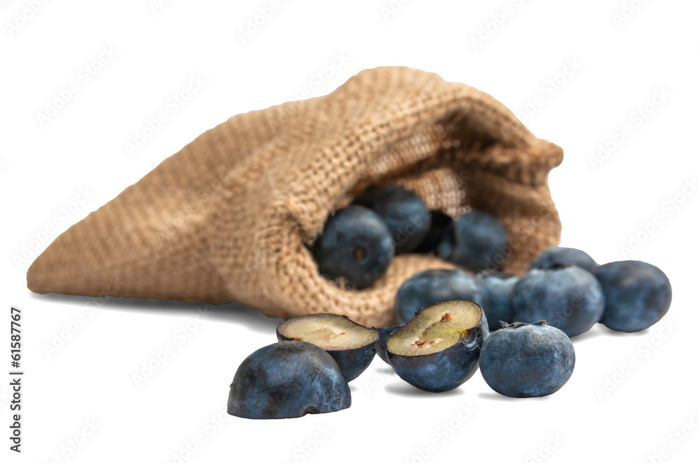 Obraz premium Blueberries in canvas bag