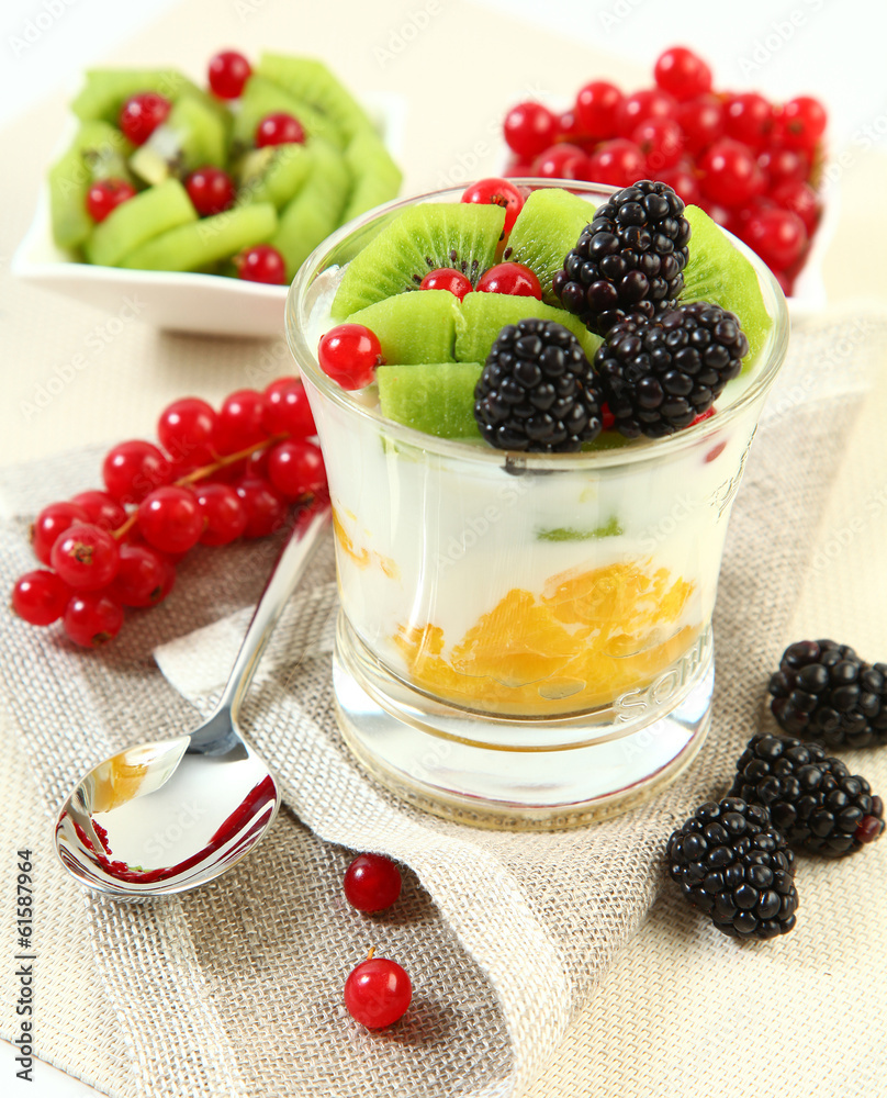 yogurt and fruits