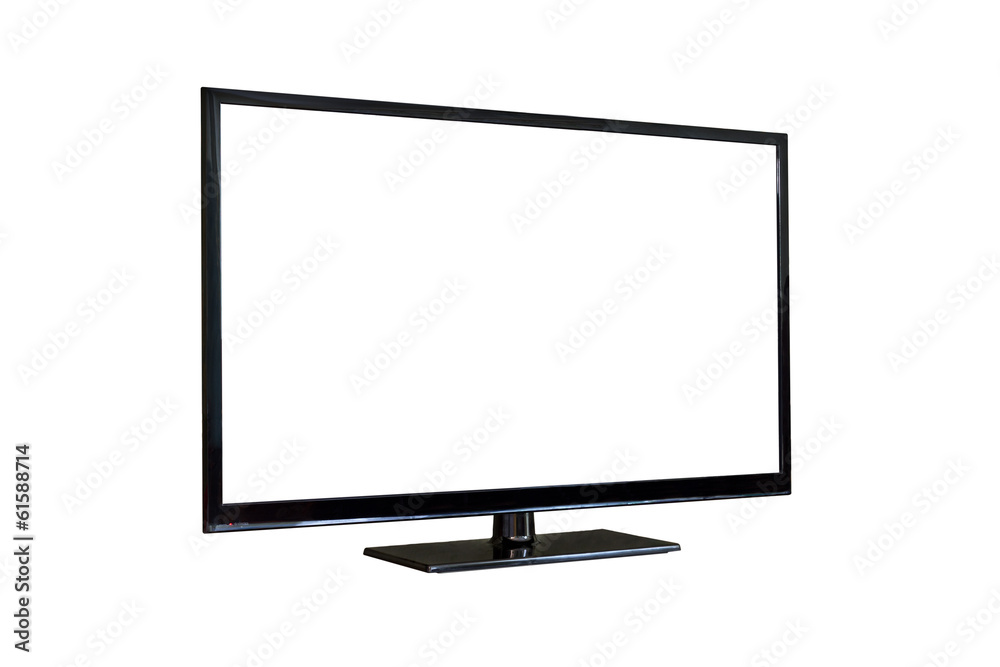 Side shot of plasma tv screen isolated on white