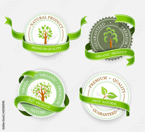 Collection of green stickers. Vector