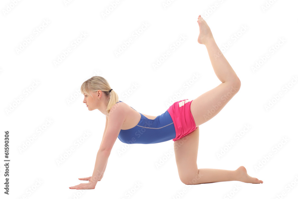 young flexible girl doing yoga