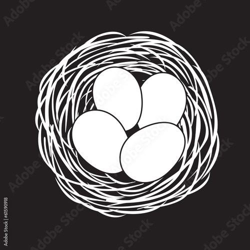 black eggs in a nest