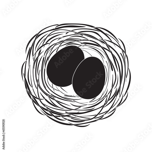 black eggs in a nest