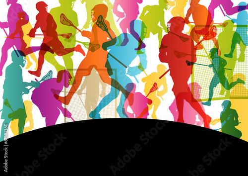 Lacrosse players active men sports silhouettes abstract backgrou