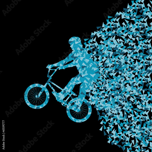 Freestyle extreme cyclist silhouette sport abstract vector backg