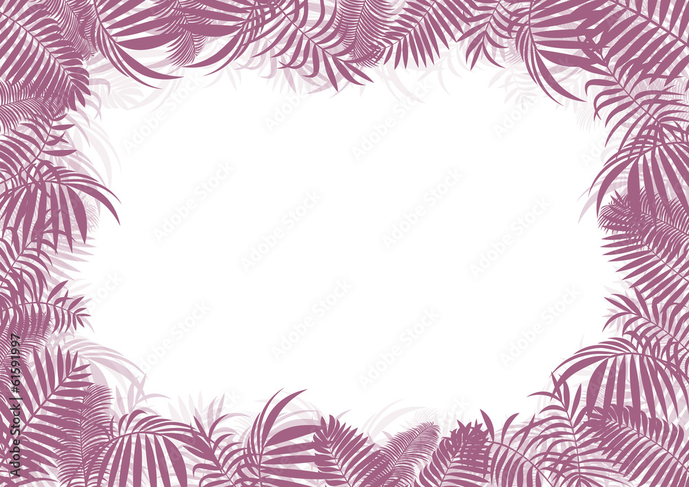 Tropical jungle rain forest vector background blank frame templa