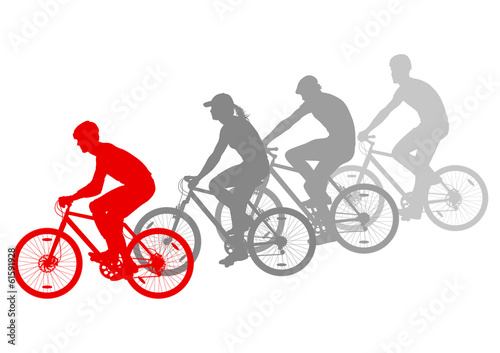 Sport road bike riders bicycle silhouettes vector background win