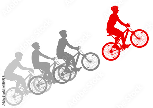Sport road bike riders bicycle silhouettes vector background win