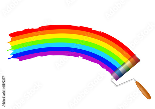 paint roller painting a rainbow