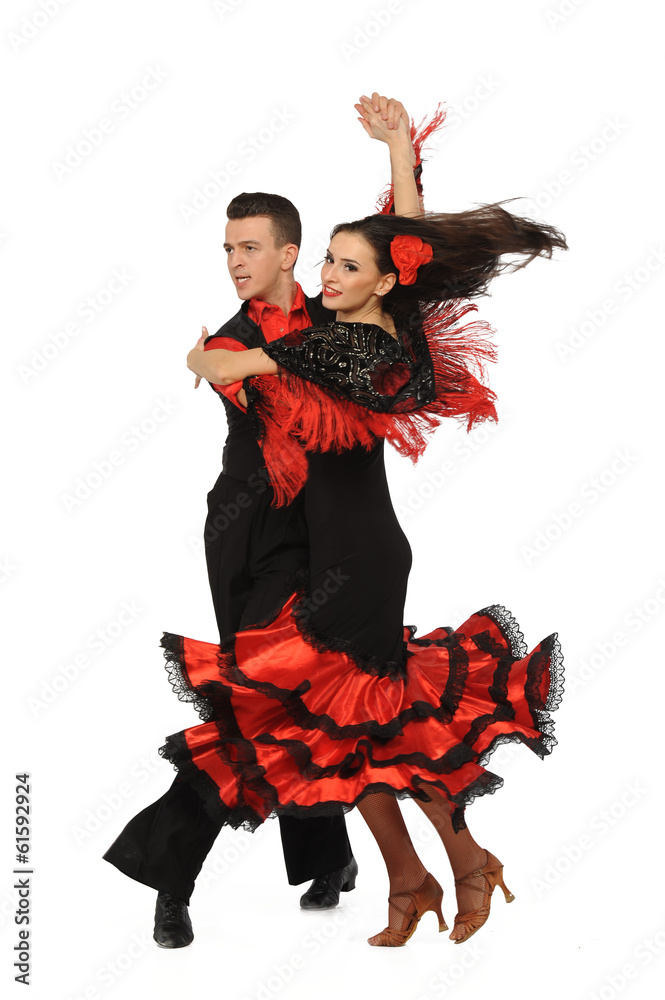 Naklejka premium beautiful couple in the active ballroom dance