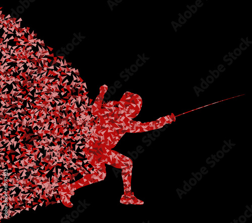 Fencing players active sports silhouette background illustration