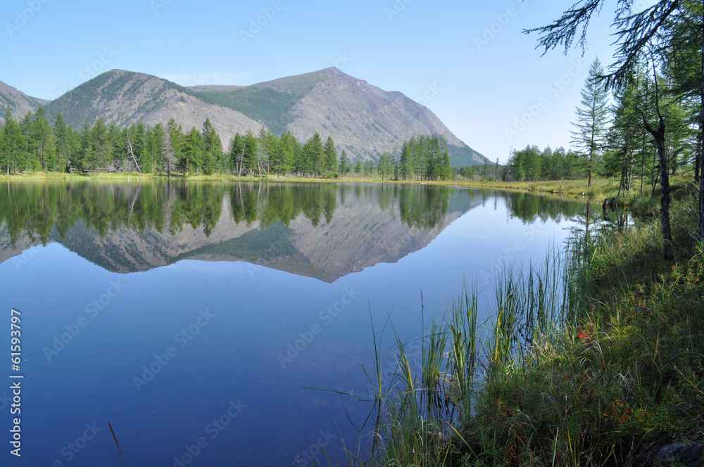 Scenery of the lake and reflections of the mountains Scenery of the lake and reflections of the mountains
