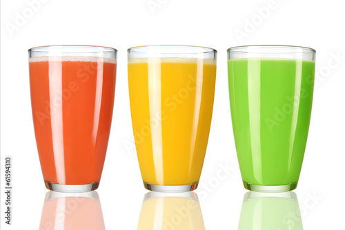 Trio of juices on white