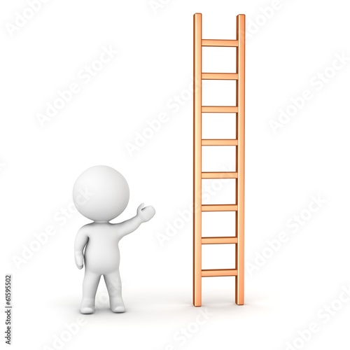 3D Man Showing Ladder