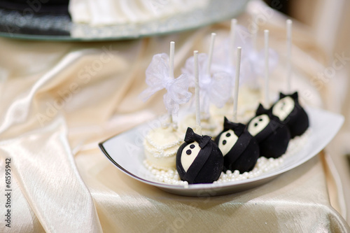 Bride and groom cake pops