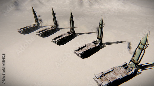 SCUD missile launchers preparing to attack