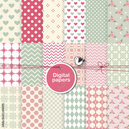 Pattern seamless background - set of design elements