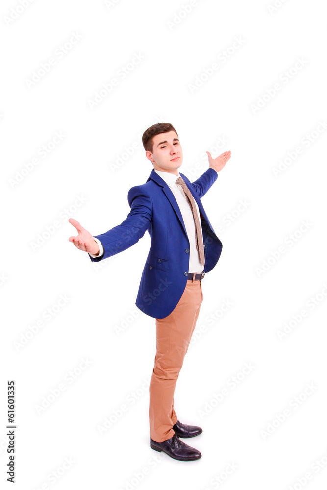 Business man presenting isolated Business man presenting isolated