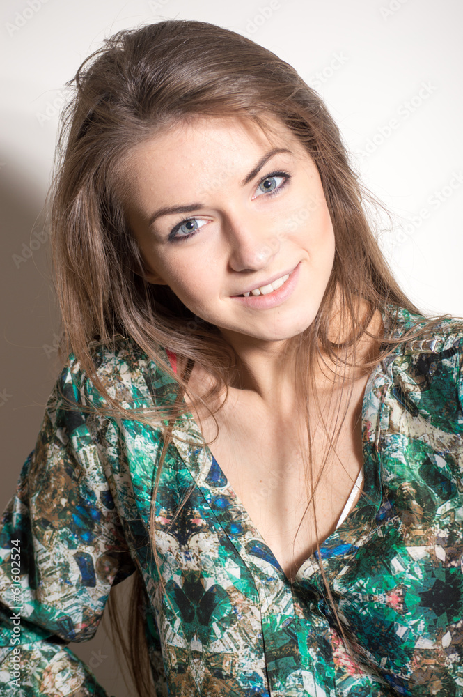 fashion young woman portrait on a white background fashion young woman portrait on a white background