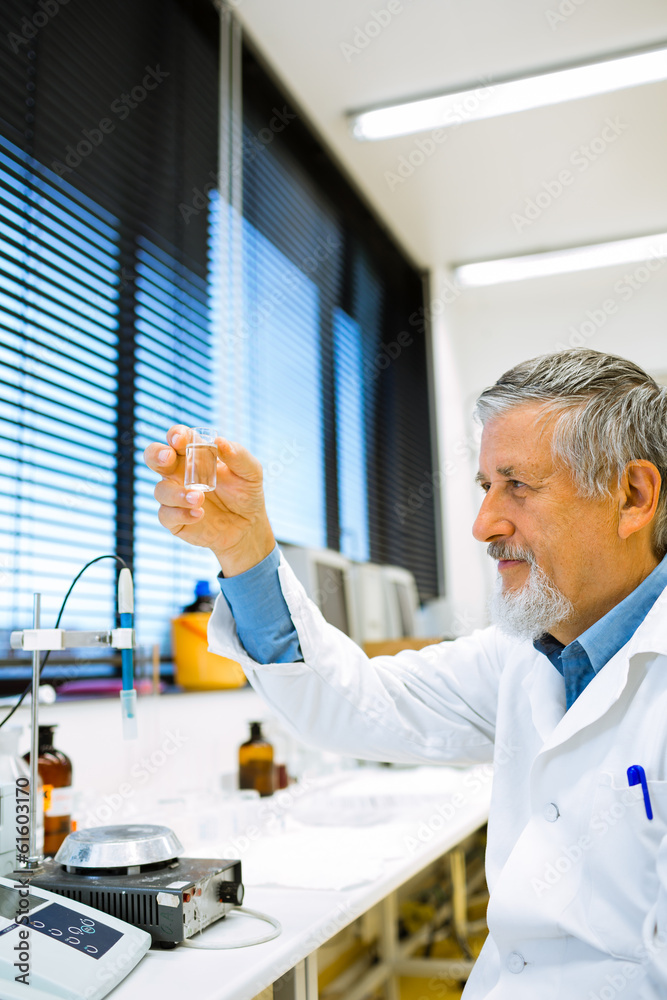 Senior male researcher carrying out scientific research in a lab