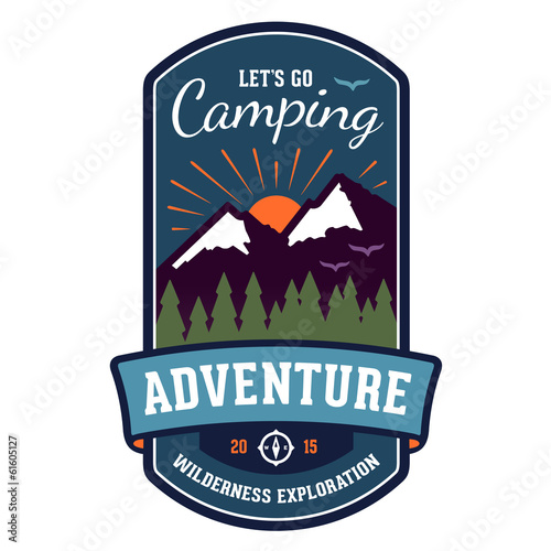 Camping adventure badge emblem