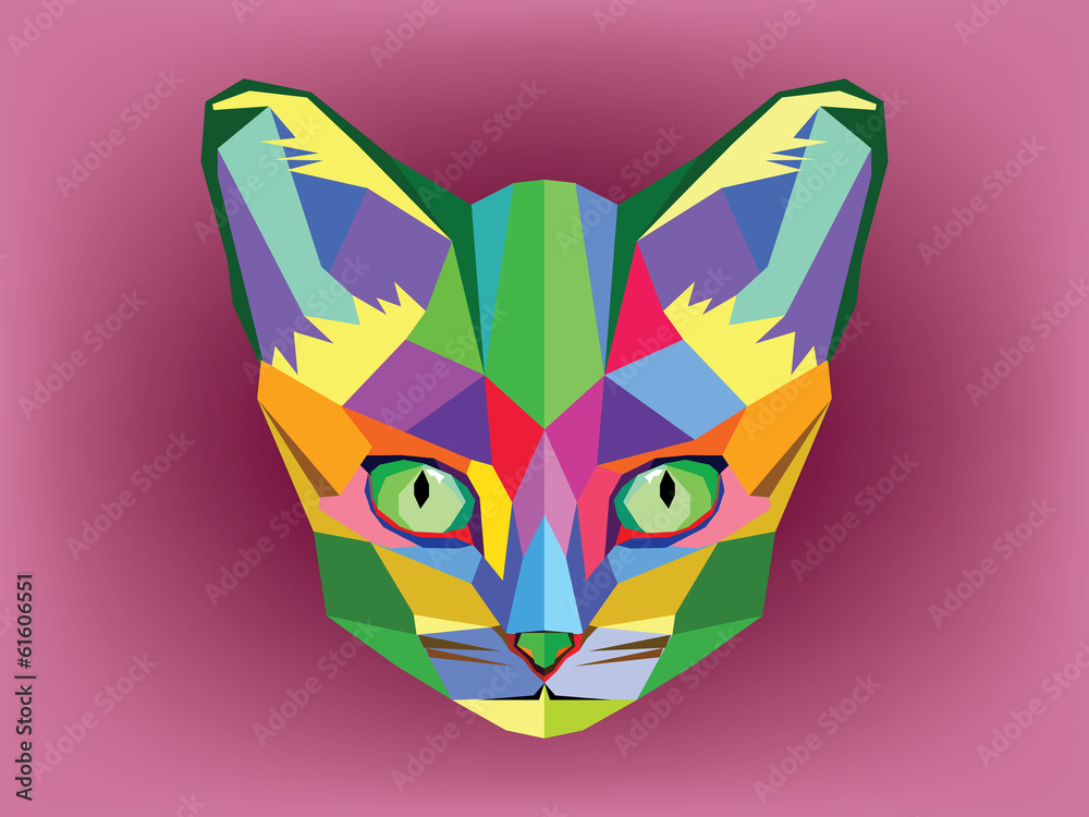 Obraz premium Cat head with geometric style