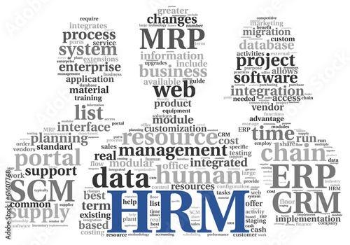 HRM Human resource management concept in tag cloud