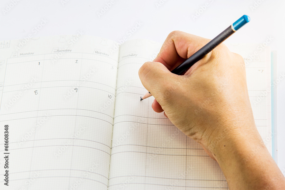 Hand writing on calendar isolation Hand writing on calendar isolation