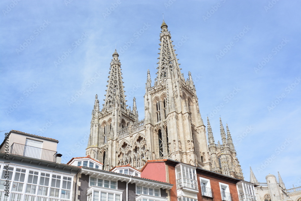 Catedral de Burgos sobre los tejados (Camino de Santiago)